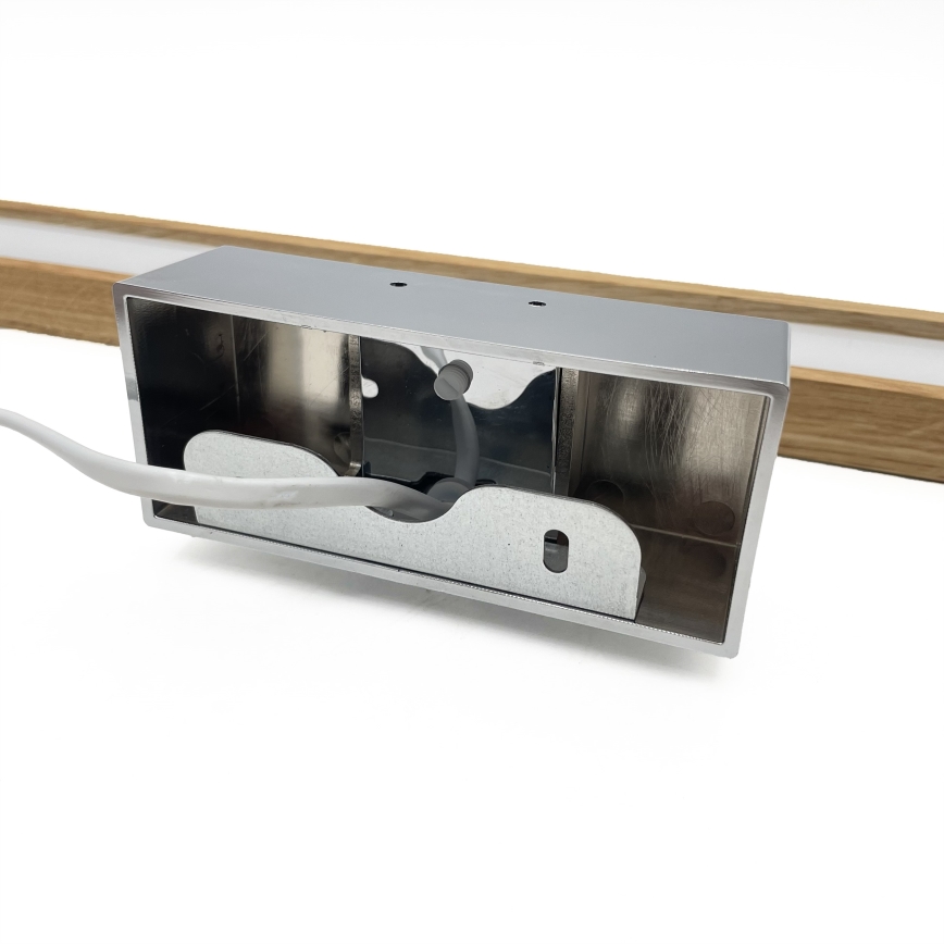 Brilagi - LED φωτισμός καθρέφτη μπάνιου 3-σε-1 WOODY MIRROR LED/12W/230V 60 cm IP44 γυαλιστερό χρώμιο/δρυς