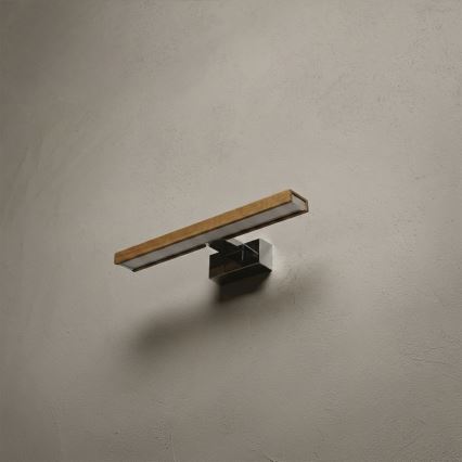 Brilagi - LED φωτιστικό καθρέφτη μπάνιου 3-σε-1 WOODY MIRROR LED/8W/230V 40 cm IP44 γυαλιστερό χρώμιο/βελανιδιά