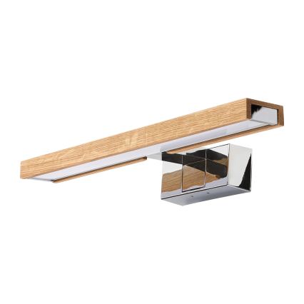Brilagi - LED φωτιστικό καθρέφτη μπάνιου 3-σε-1 WOODY MIRROR LED/8W/230V 40 cm IP44 γυαλιστερό χρώμιο/βελανιδιά