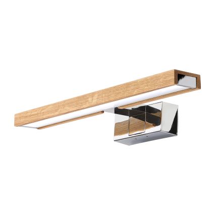 Brilagi - LED φωτιστικό καθρέφτη μπάνιου 3-σε-1 WOODY MIRROR LED/8W/230V 40 cm IP44 γυαλιστερό χρώμιο/βελανιδιά