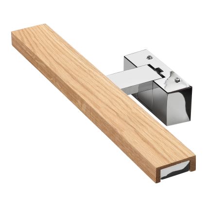 Brilagi - LED φωτιστικό καθρέφτη μπάνιου 3-σε-1 WOODY MIRROR LED/8W/230V 40 cm IP44 γυαλιστερό χρώμιο/βελανιδιά