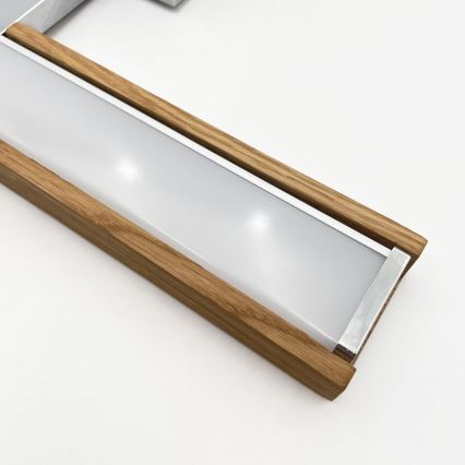 Brilagi - LED φωτιστικό καθρέφτη μπάνιου 3-σε-1 WOODY MIRROR LED/8W/230V 40 cm IP44 γυαλιστερό χρώμιο/βελανιδιά
