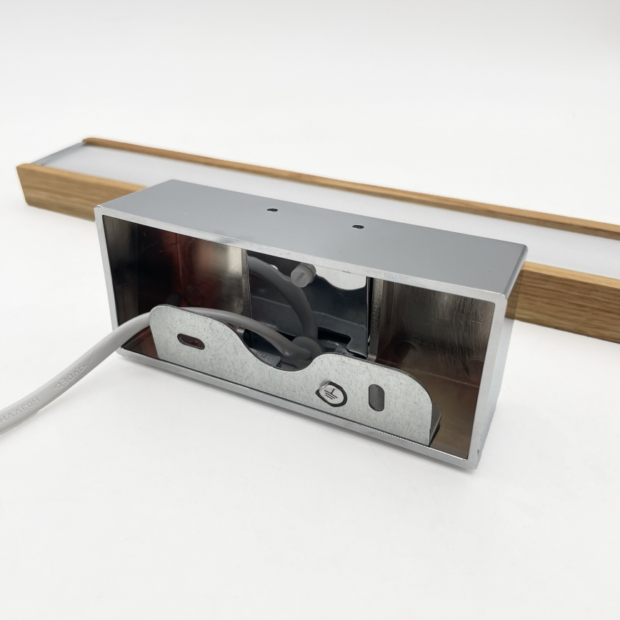 Brilagi - LED φωτιστικό καθρέφτη μπάνιου 3-σε-1 WOODY MIRROR LED/8W/230V 40 cm IP44 γυαλιστερό χρώμιο/βελανιδιά