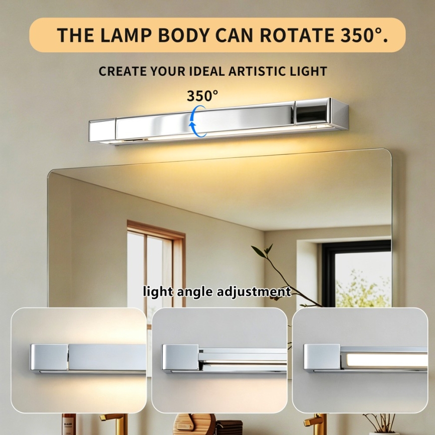 Brilagi - Φωτιστικό LED για καθρέφτη μπάνιου AQUA LINE LED/12W/230V 45 cm IP44 γυαλιστερό χρώμιο CRI 90