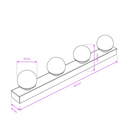 Brilagi - LED φωτιστικό καθρέφτη μπάνιου HOLLYWOOD 4xLED/3W/230V 53 cm IP44 χρυσό
