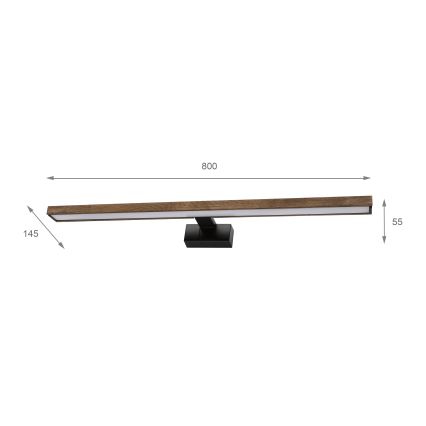 Brilagi - LED φωτισμός καθρέφτη μπάνιου WOODY MIRROR 3 σε 1 LED/15W/230V 80 cm IP44 μαύρο/καρυδιά