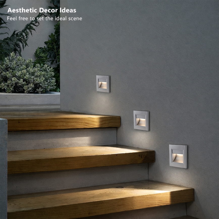 Brilagi - LED φωτιστικό σκάλας STEP LIGHT LED/1,5W/230V IP44 ασημί