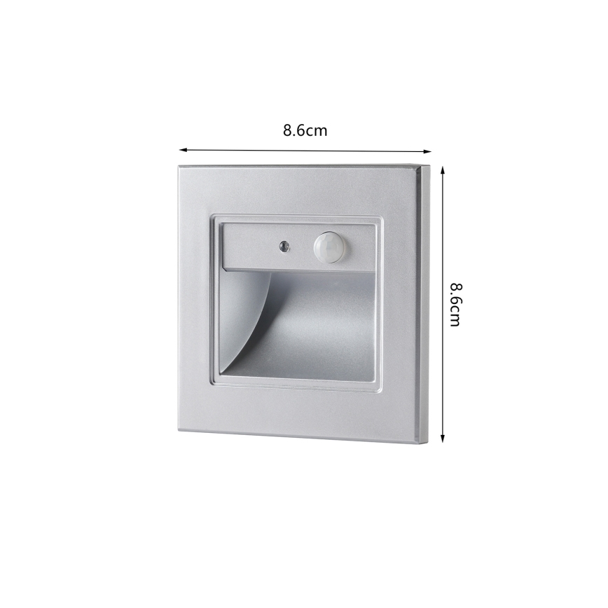 Brilagi - LED φωτιστικό σκάλας με αισθητήρα STEP LIGHT LED/1,5W/230V IP44 ασημί