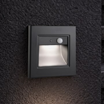 Brilagi - LED φωτιστικό σκάλας με αισθητήρα STEP LIGHT LED/1,5W/230V IP44 μαύρο