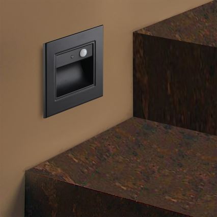 Brilagi - LED φωτιστικό σκάλας με αισθητήρα STEP LIGHT LED/1,5W/230V IP44 μαύρο