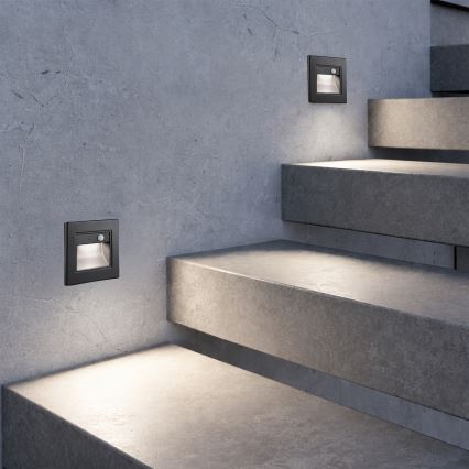 Brilagi - LED φωτιστικό σκάλας με αισθητήρα STEP LIGHT LED/1,5W/230V IP44 μαύρο