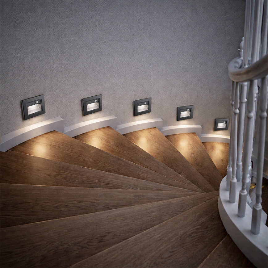 Brilagi - LED φωτιστικό σκάλας με αισθητήρα STEP LIGHT LED/1,5W/230V IP44 μαύρο