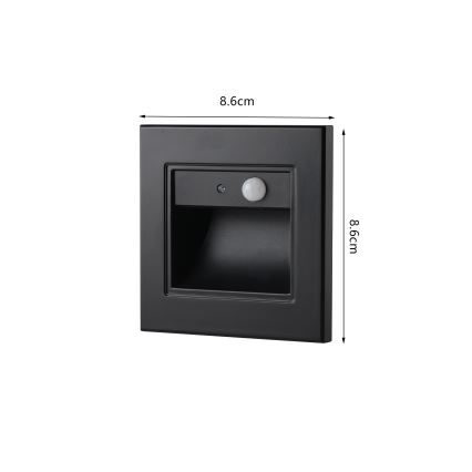 Brilagi - LED φωτιστικό σκάλας με αισθητήρα STEP LIGHT LED/1,5W/230V IP44 μαύρο