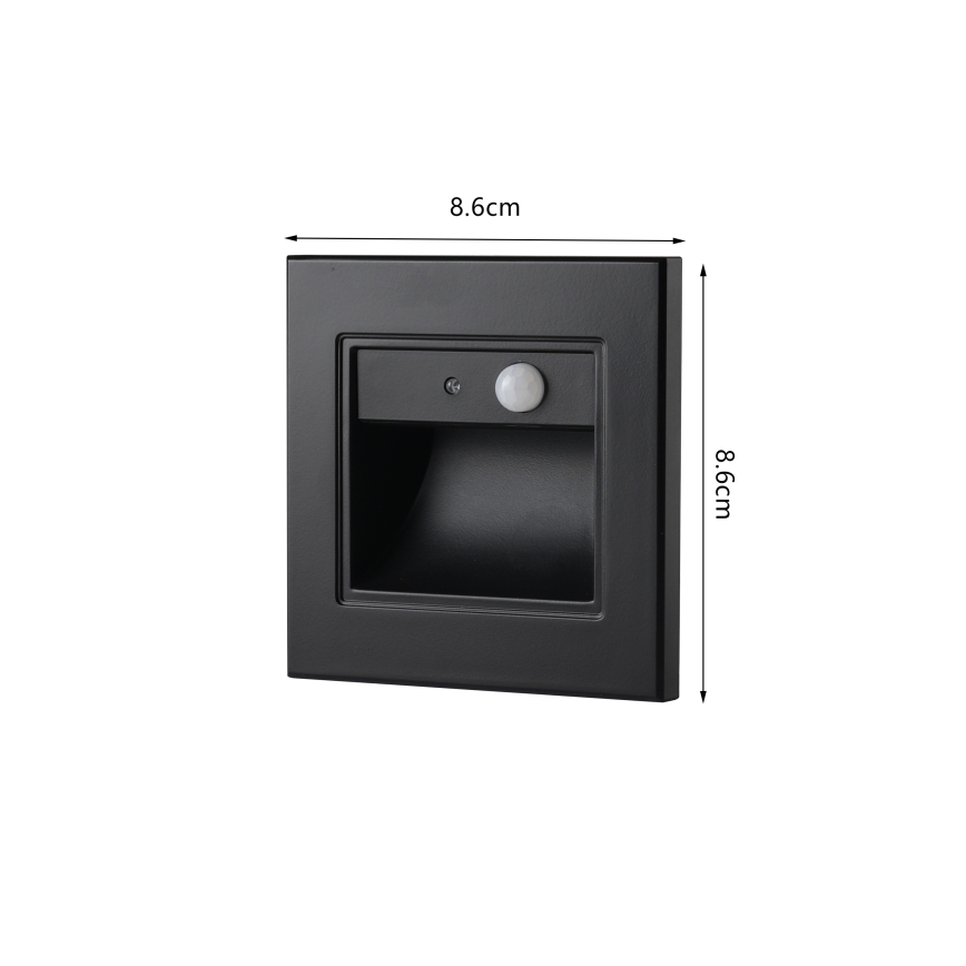 Brilagi - LED φωτιστικό σκάλας με αισθητήρα STEP LIGHT LED/1,5W/230V IP44 μαύρο