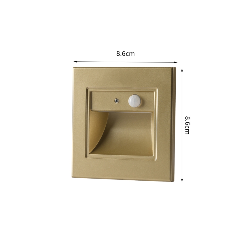 Brilagi - LED φωτιστικό σκάλας με αισθητήρα STEP LIGHT LED/1,5W/230V IP44 χρυσό