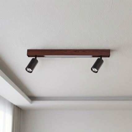 Brilagi - LED φωτιστικό σποτ SELE 2xGU10/30W/230V + LED/15W μαύρο/απόχρωση δρυός
