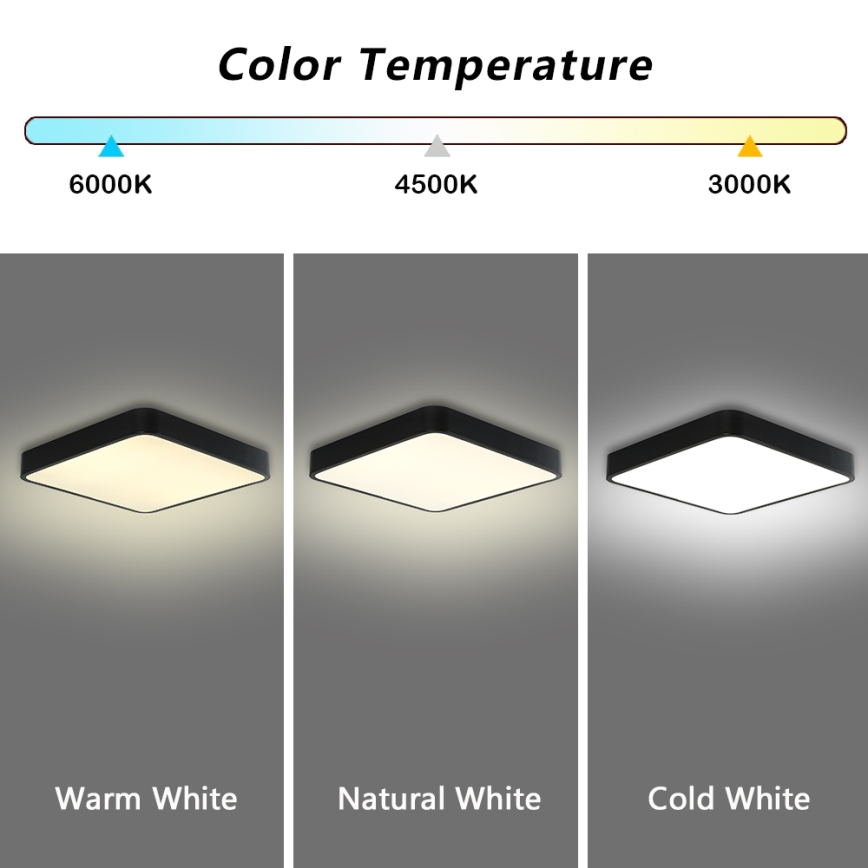 Brilagi - Ρυθμιζόμενο LED φωτιστικό οροφής POOL SQUARE LED/48W/230V 3000-6000K 50x50 cm μαύρο + τηλεχειριστήριο