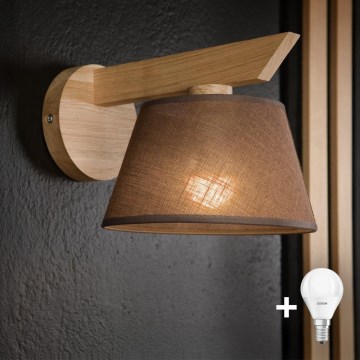 Brilagi - LED  Φωτιστικό τοίχου ANTHONY 1xE14/40W/230V δρυς/καφέ