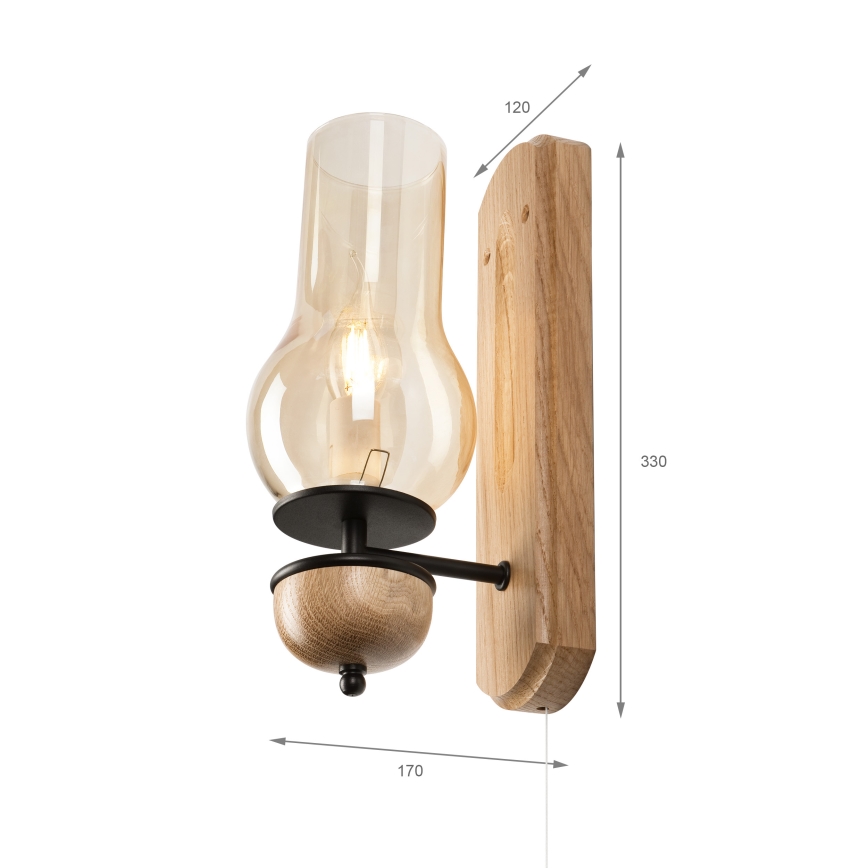 Brilagi - LED Φωτιστικό τοίχου COTTAGE 1xE14/40W/230V δρυς/καφέ