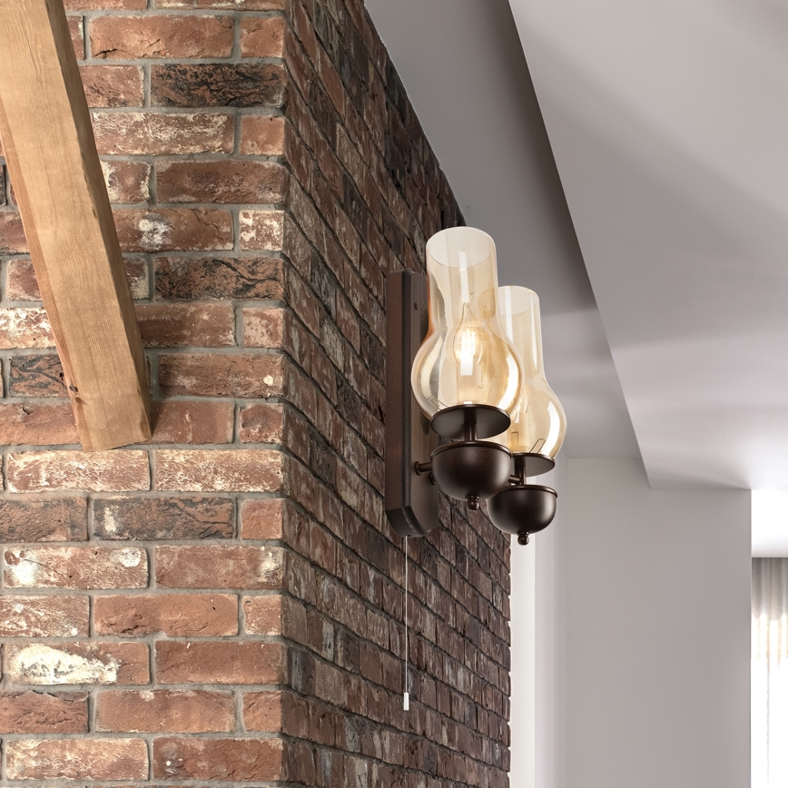 Brilagi - LED Φωτιστικό τοίχου COTTAGE 2xE14/40W/230V οξιά/καφέ