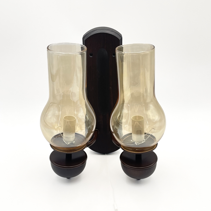 Brilagi - LED Φωτιστικό τοίχου COTTAGE 2xE14/40W/230V οξιά/καφέ