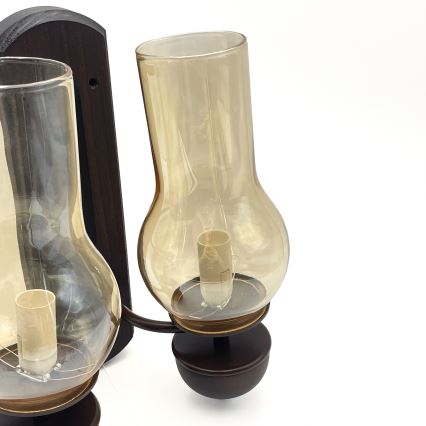 Brilagi - LED Φωτιστικό τοίχου COTTAGE 2xE14/40W/230V οξιά/καφέ