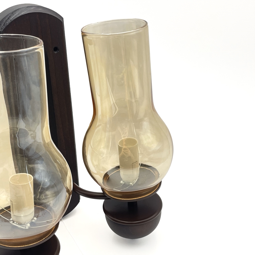 Brilagi - LED Φωτιστικό τοίχου COTTAGE 2xE14/40W/230V οξιά/καφέ