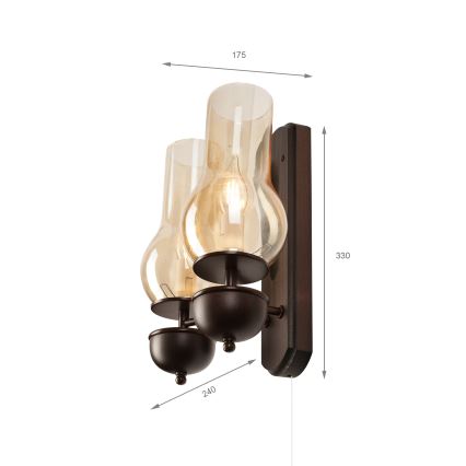 Brilagi - LED Φωτιστικό τοίχου COTTAGE 2xE14/40W/230V οξιά/καφέ