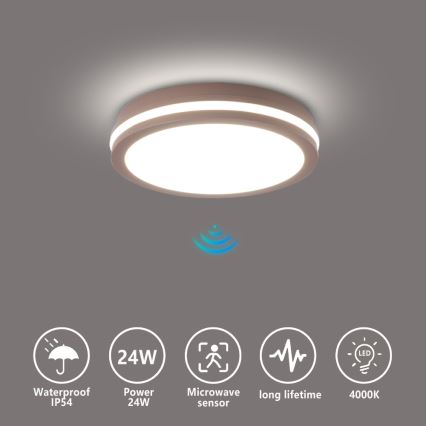 Brilagi - Εξωτερικό φωτιστικό LED με αισθητήρα BENE LED/24W/230V Ø 26 cm καφέ IP54