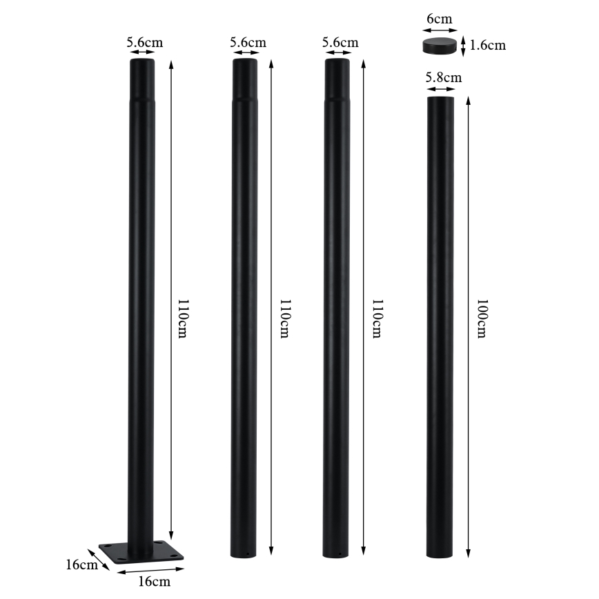 Brilagi - LED φωτιστικό δρόμου με κολώνα ύψους 4 m URBANSPARK LED/120W/230V μαύρο IP65