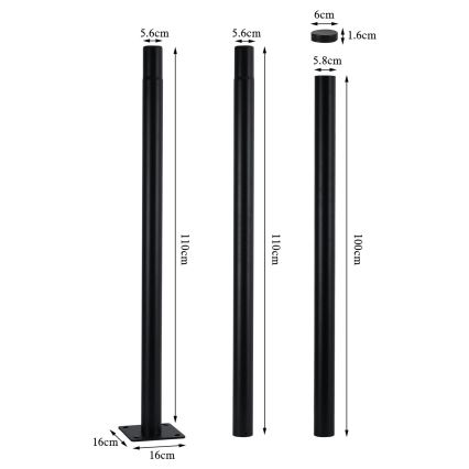 Brilagi - LED Φωτιστικό δρόμου με στύλο 3 m URBANSPARK LED/120W/230V μαύρο IP65