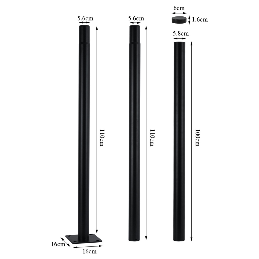 Brilagi - LED Φωτιστικό δρόμου με στύλο 3 m URBANSPARK LED/120W/230V μαύρο IP65