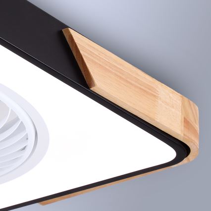 Brilagi - Ρυθμιζόμενο LED φωτιστικό οροφής με ανεμιστήρα LED/30W/230V 3000-6500K μαύρο/δρυς + τηλεχειριστήριο