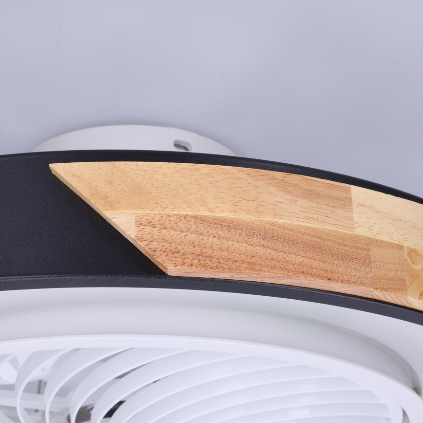 Brilagi - Ρυθμιζόμενο LED φωτιστικό οροφής με ανεμιστήρα LED/30W/230V 3000-6500K μαύρο/δρυς + τηλεχειριστήριο