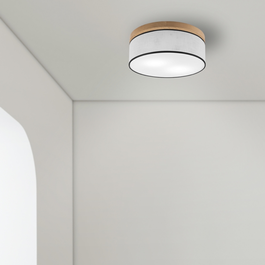 Brilagi - LED Φωτιστικό οροφής BELLADONNA 2xE27/15W/230V διάμετρος 40 cm λευκό/δρυς