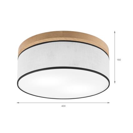 Brilagi - LED Φωτιστικό οροφής BELLADONNA 2xE27/15W/230V διάμετρος 40 cm λευκό/δρυς