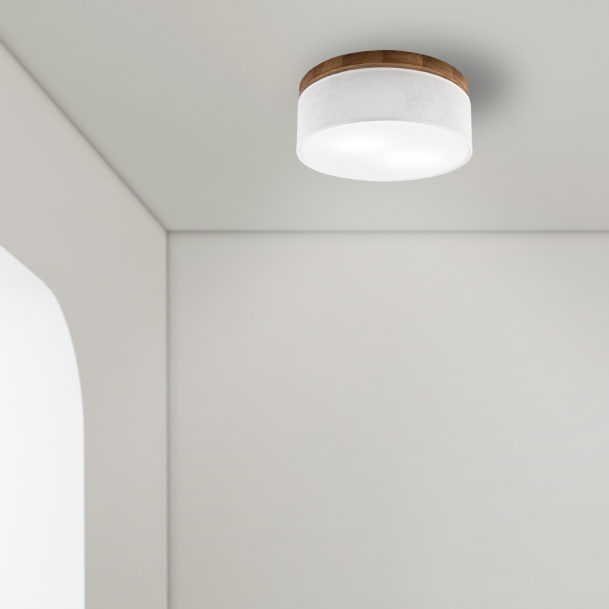 Brilagi - LED Φωτιστικό οροφής BELLADONNA 2xE27/15W/230V διάμετρος 40 cm λευκό/δρυς κερασιά