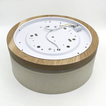 Brilagi - LED Φωτιστικό οροφής BELLADONNA 2xE27/15W/230V διάμετρος 40 cm κρεμ/δρυς