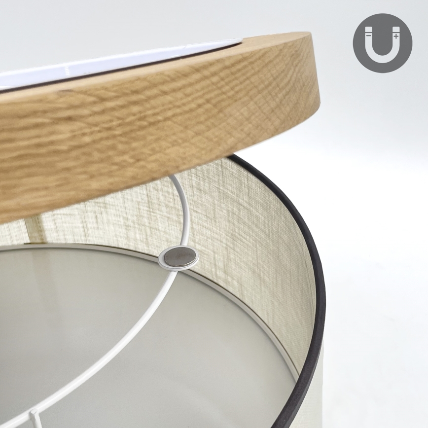 Brilagi - LED Φωτιστικό οροφής BELLADONNA 2xE27/15W/230V διάμετρος 40 cm κρεμ/δρυς