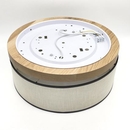 Brilagi - LED Φωτιστικό οροφής BELLADONNA 2xE27/15W/230V διάμετρος 40 cm κρεμ/δρυς