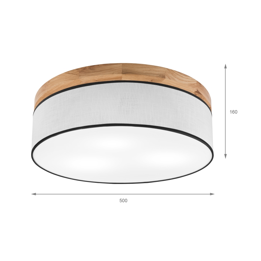 Brilagi - LED Φωτιστικό οροφής BELLADONNA 3xE27/15W/230V διάμετρος 50 cm λευκό/δρυς