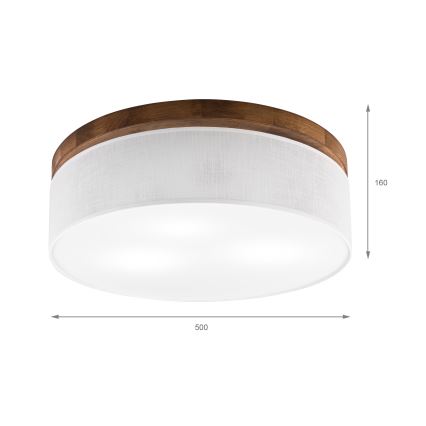 Brilagi - LED Φωτιστικό οροφής BELLADONNA 3xE27/15W/230V διάμετρος 50 cm λευκό/δρυς κερασιά