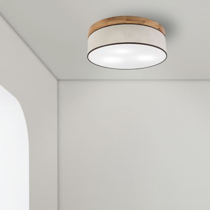 Brilagi - LED Φωτιστικό οροφής BELLADONNA 3xE27/15W/230V διάμετρος 50 cm κρεμ/δρυς