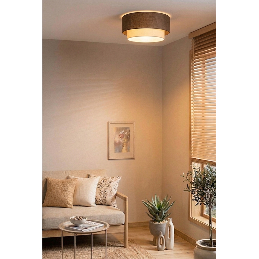 Brilagi - LED φωτιστικό οροφής BOHO ECO 1xE27/10W/230V Ø 40 cm καφέ/κρεμ