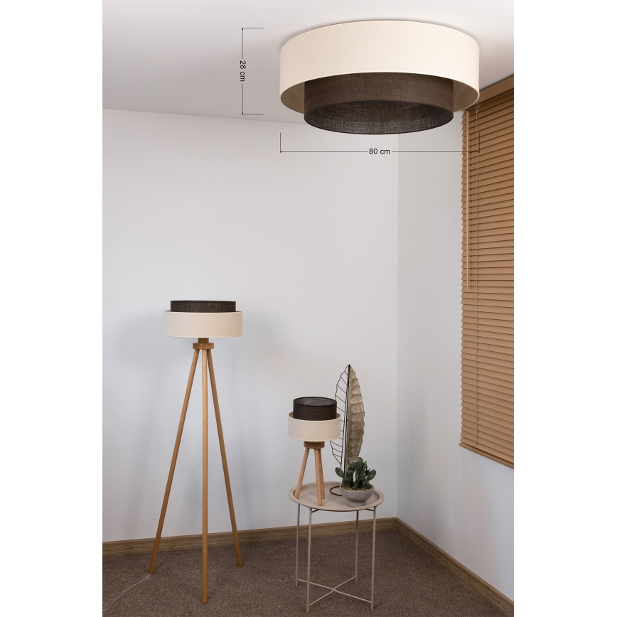 Brilagi - LED Φωτιστικό Οροφής BOHO STYLE 3xE27/15W/230V διάμ. 80 cm κρεμ/καφέ