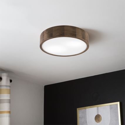 Brilagi - LED φωτιστικό οροφής CARVALHO 2xE27/15W/230V δρυς/καρυδιά διάμ. 37 εκ.