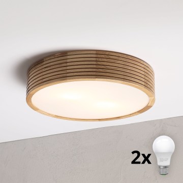 Brilagi - LED φωτιστικό οροφής CARVALHO MODERN 2xE27/60W/230V Ø 37,5 cm, σε απόχρωση δρυός