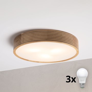 Brilagi - LED φωτιστικό οροφής CARVALHO MODERN 3xE27/60W/230V Ø 47,5 cm, σε απόχρωση δρυός
