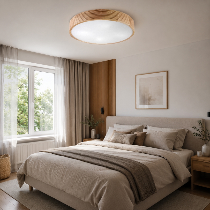 Brilagi - LED φωτιστικό οροφής CARVALHO MODERN 4xE27/60W/230V σε απόχρωση δρυός, διάμ. 57,5 cm
