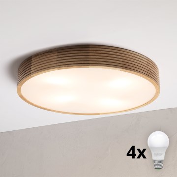 Brilagi - LED φωτιστικό οροφής CARVALHO MODERN 4xE27/60W/230V δρυς, Ø 57,5 cm